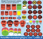 labels stickers for retail stores with adhesive backs price sold special sale